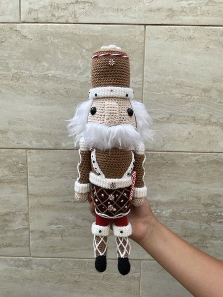 Crocheted gingerbread nutcracker